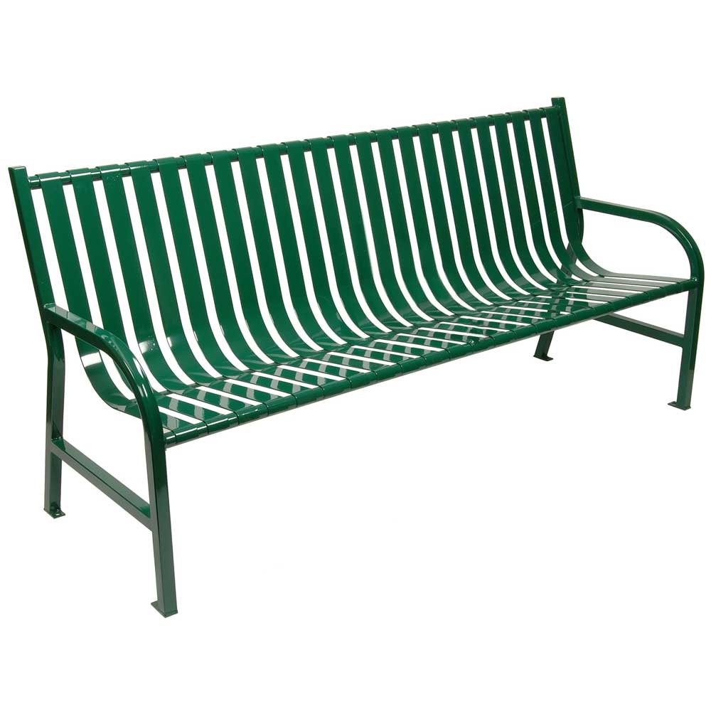Witt Industries Green Oakley Slatted Metal Outdoor Bench, 72 x 34 x 24 inch.