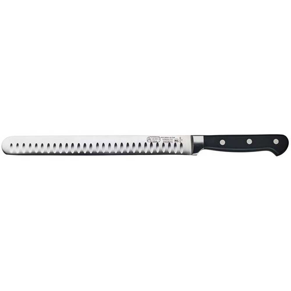 Winco Acero Triple Riveted Fish/Roast Slicer with Granton Edge, 10 inch -- 6 per case.