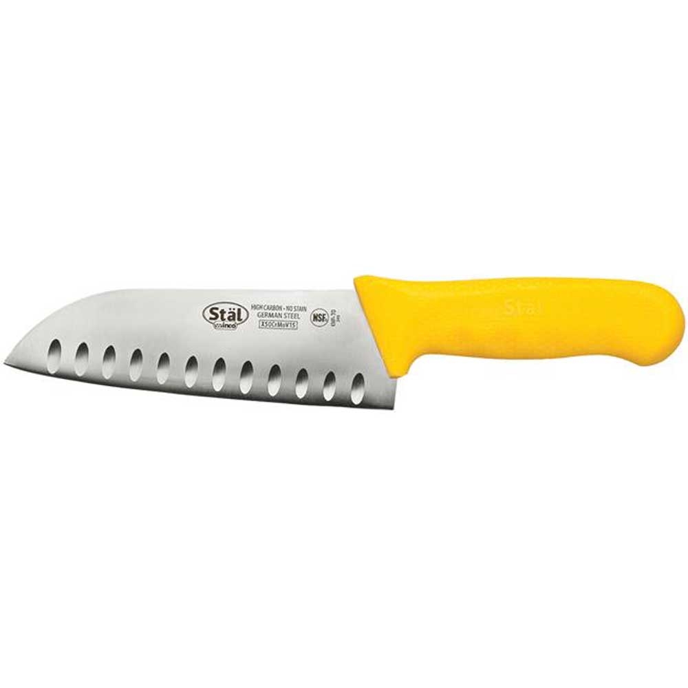 Winco Stal Santoku Knife with Yellow Polypropylene Handle, 7 inch -- 6 per case.