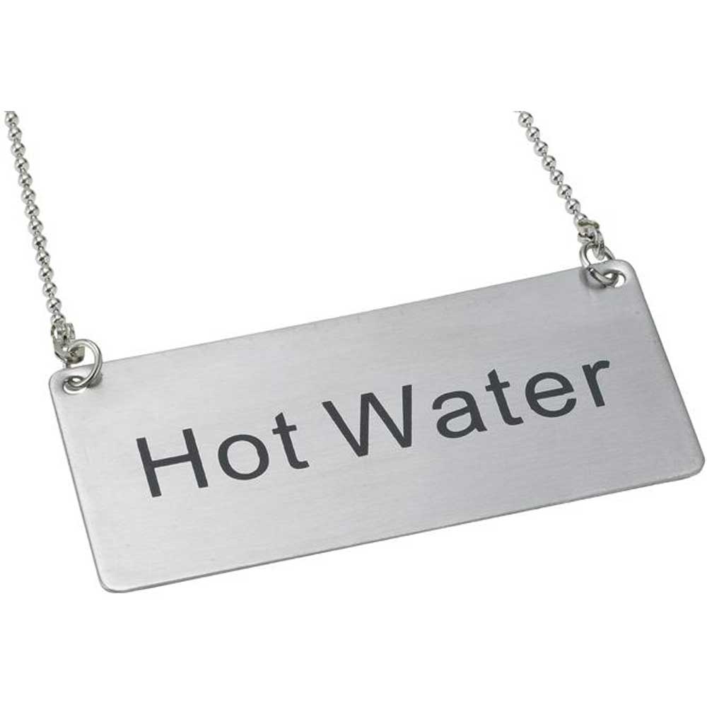 Winco Stainless Steel Hot Water Chain Sign, 3 1/2 x 1 3/4 inch -- 12 per case.