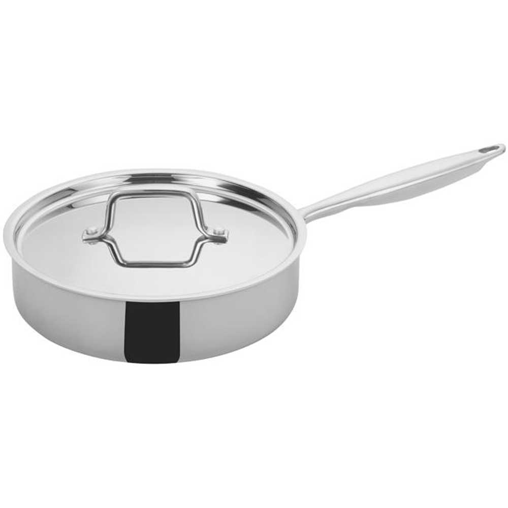 Winco Tri Gen Triply Stainless Steel Saute Pan with Cover, 3 Quart -- 6 per case.