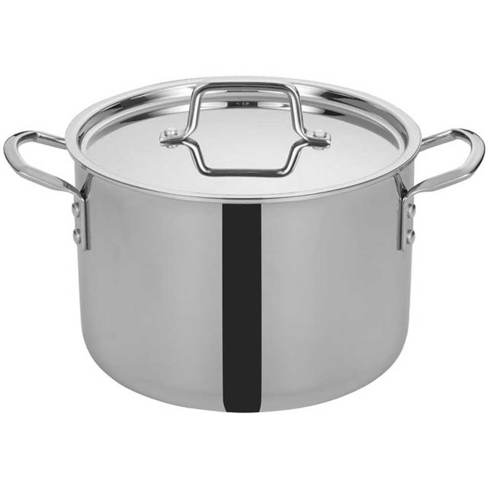 Winco Tri Gen Triply Stainless Steel Stock Pot with Cover, 8 Quart -- 6 per case.
