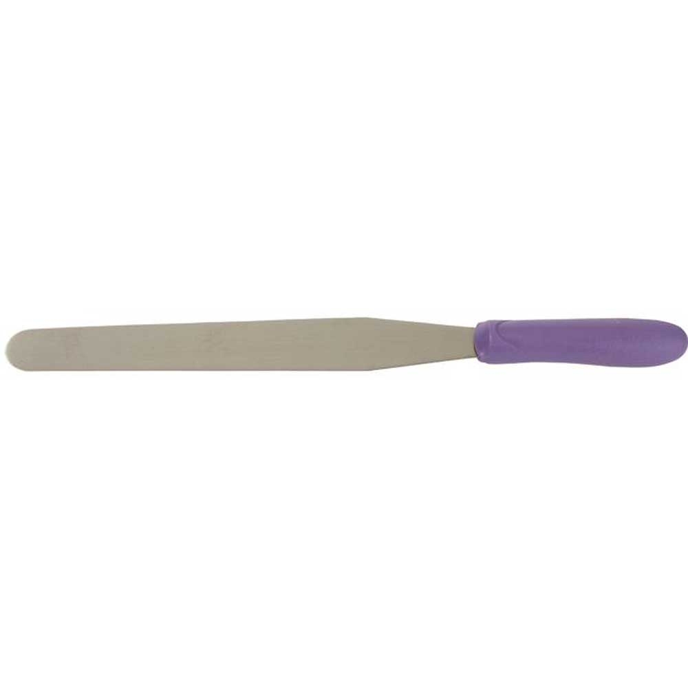 Winco Stainless Steel Bakery Spatula with Purple Polypropylene Handle, 10 x 1 3/8 inch Blade -- 12 per case.