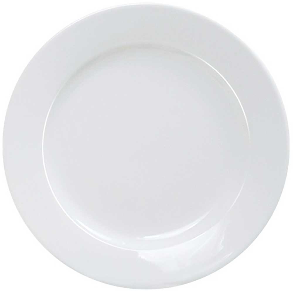 Yanco Abco Porcelain Round Rolled Edge Wide Rim Super White Plate, 6 1/4 inch Diameter -- 36 per case.