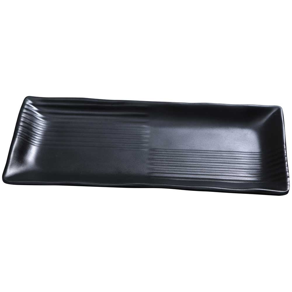 Yanco Asian Style Melamine Rectangle Black Pearl Plate, 12 x 5 1/2 inch -- 24 per case.