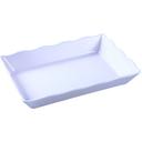 Yanco Melamine Rectangular Scalloped Edge White Serving Tray, 14 x 9 1/2 x 2 inch -- 6 per case.