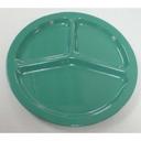 Yanco Milestone Melamine Green Round 3 Compartment Plate, 10 1/4 inch Diameter -- 24 per case.