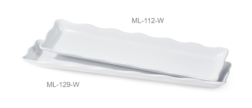 GET Enterprises inc Bake and Brew Melamine Scallop Edged Rectangular Display Tray, 21 x 5.25 inch -- 12 per case