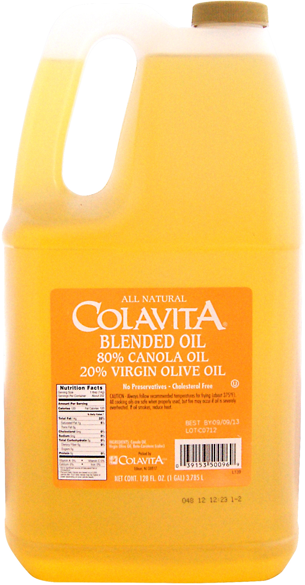 Colavita Canola/Virgin Olive Oil, Blend 80/20, 1 Gallon -- 6 Can