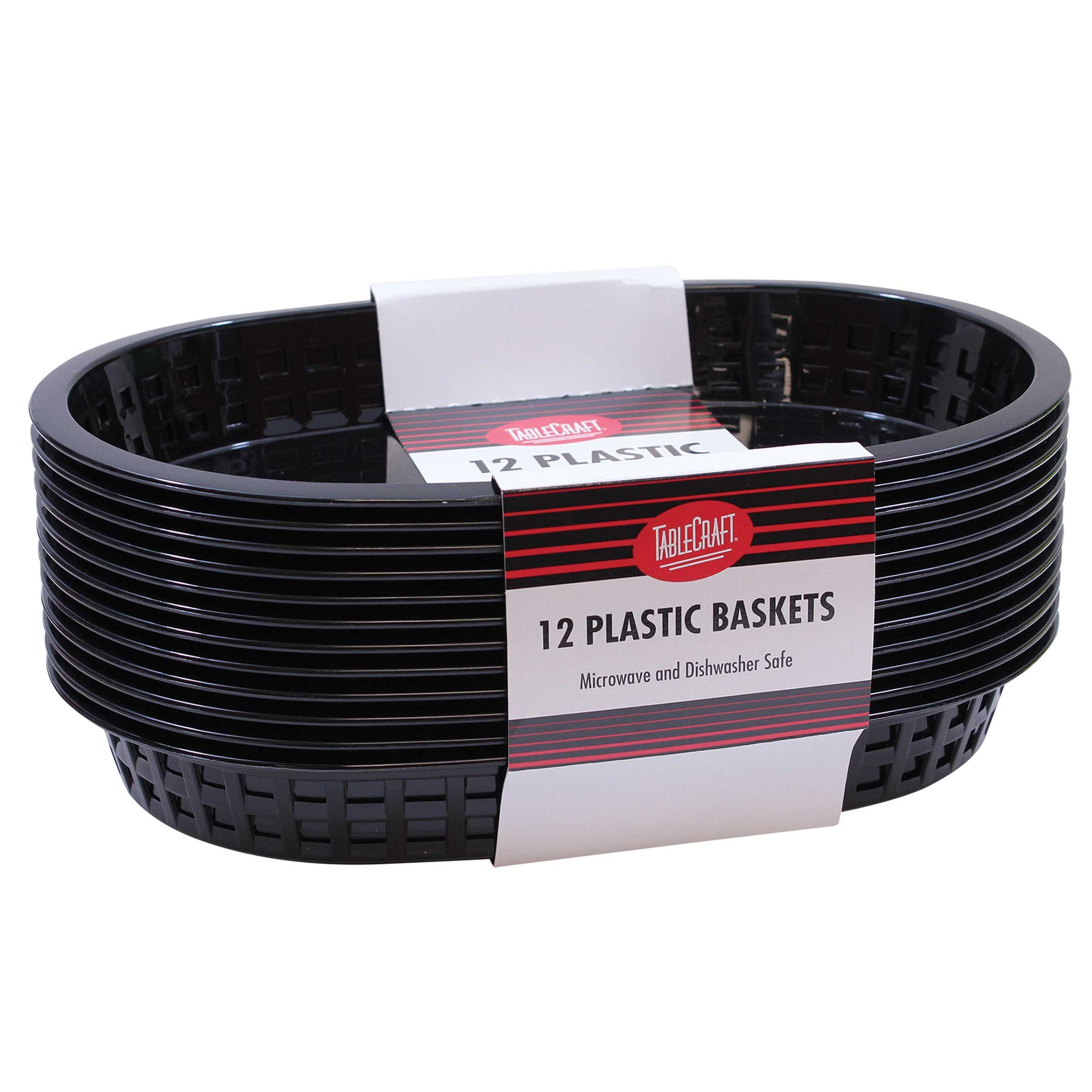 Tablecraft 10.625 Inch High Density Polyethylene Black Chicago Oval Basket, 12 Count -- 3 Per Case