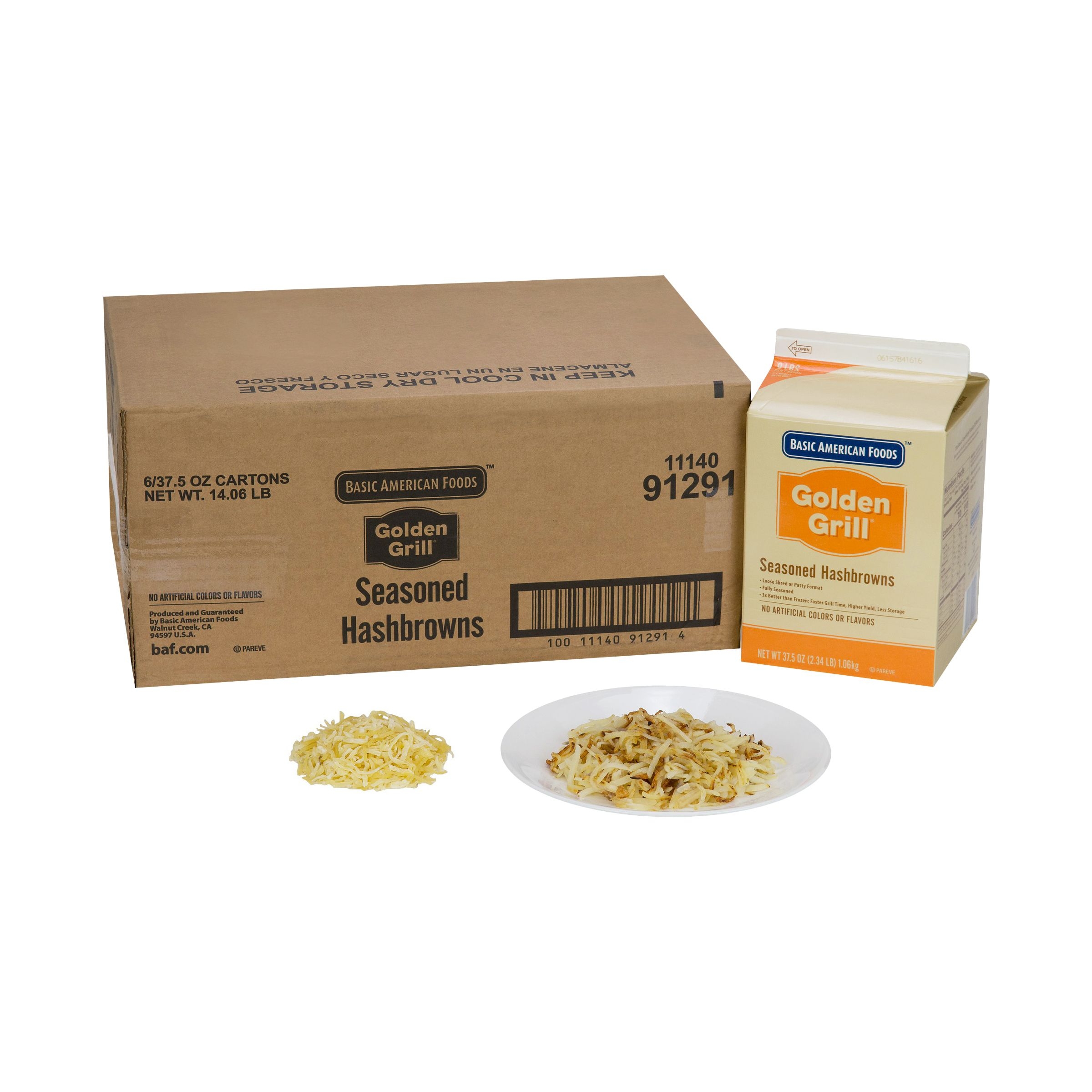 Basic American Foods Golden Grill Hashbrown Potatoes, 6 Case -- 2.34 Pound