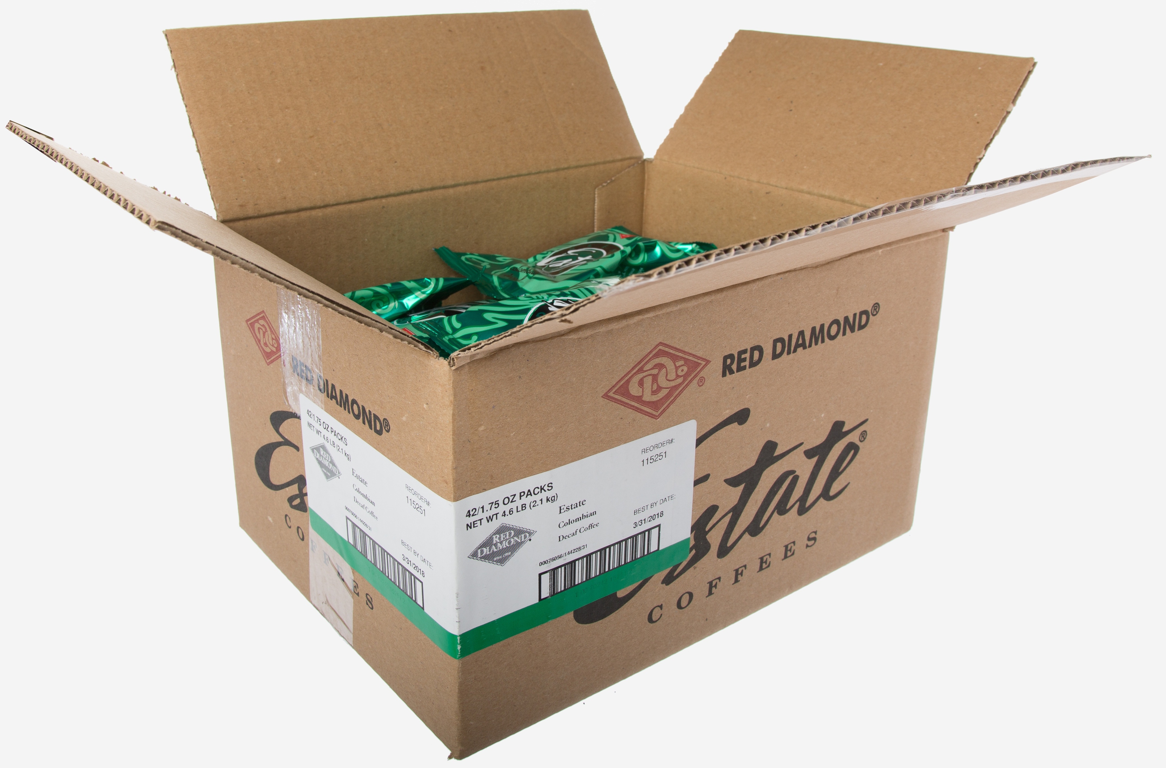 Red Diamond Estate Columbian Decaf Coffee, 1.75 Ounce -- 42 per case.