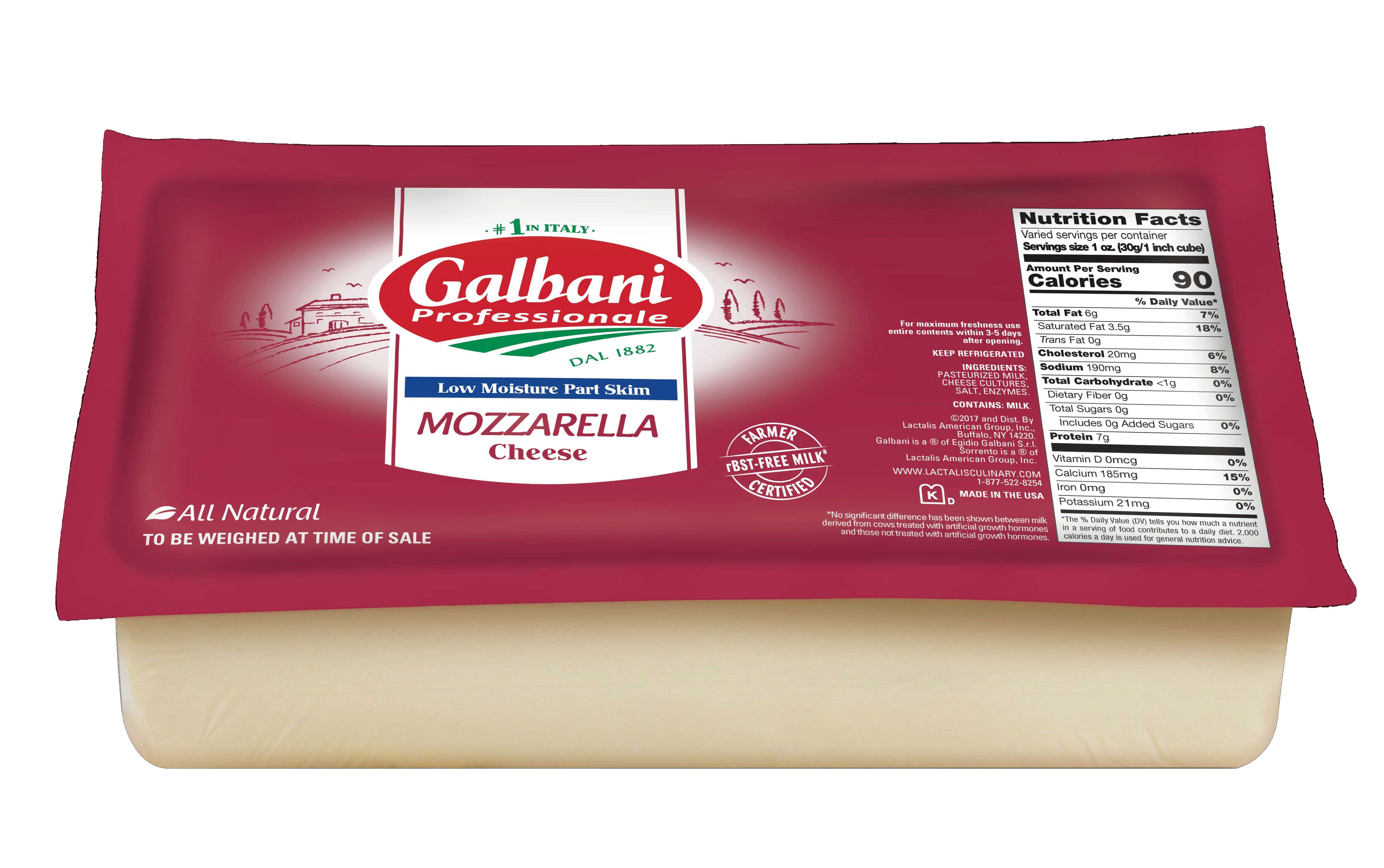 Galbani Professionale Part Skim Mozzarella Cheese, 5 Pound -- 8 per case
