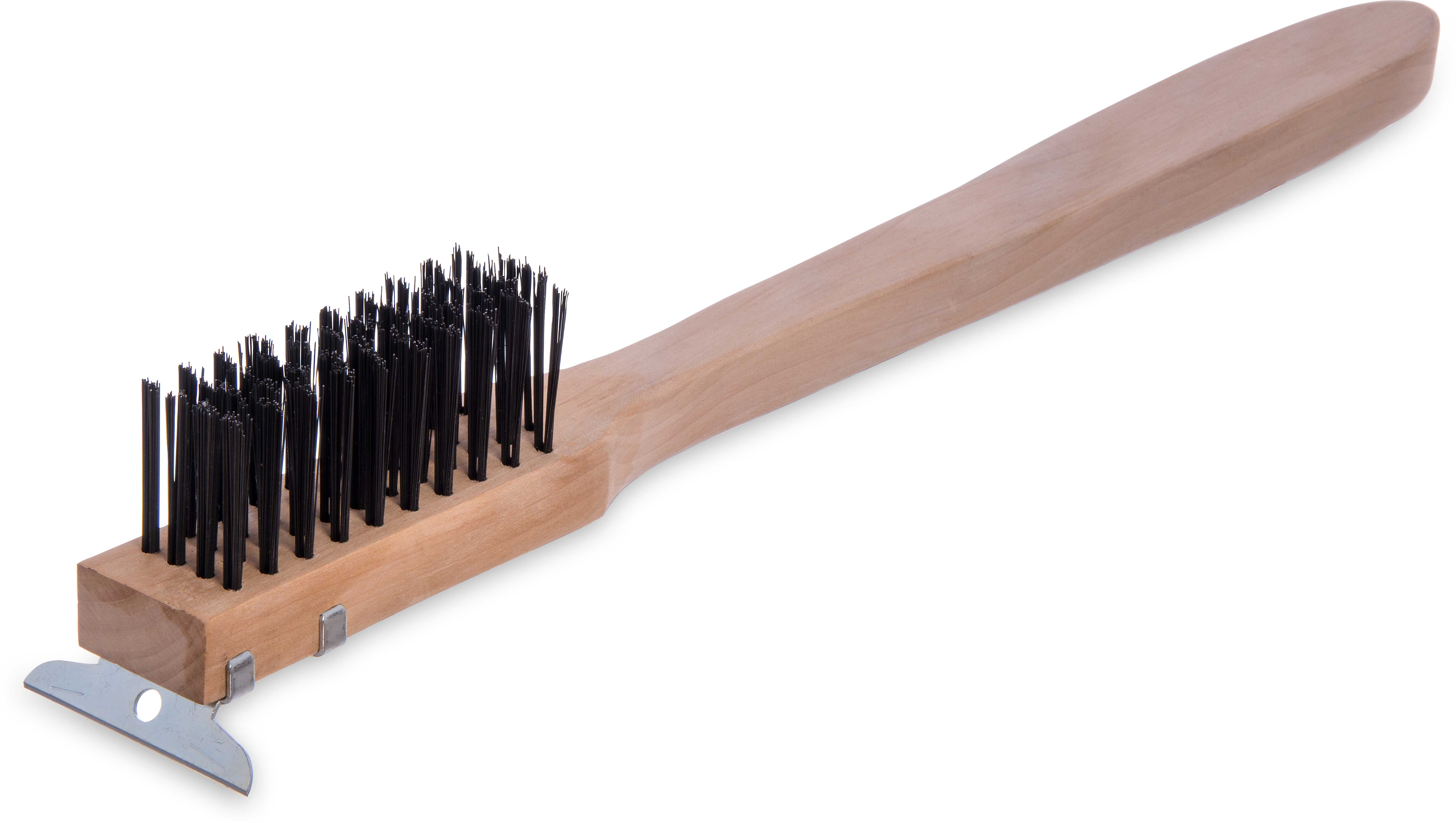 Carlisle Heavy Duty Long Wood Handle Scraper Brush, 20 Inch, With Carbon Steel Bristle -- 12 Per Case