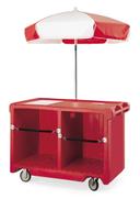 Camcruiser Small Vending Cart, Hot Red, 55 3/16 x 31 1/2 x 93 1/2 inch.