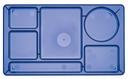 Camwear 2 x 2 Six Compartment Polycarbonate School Tray, Translucent Blue, 8 3/4 x 15 inch -- 24 per case.