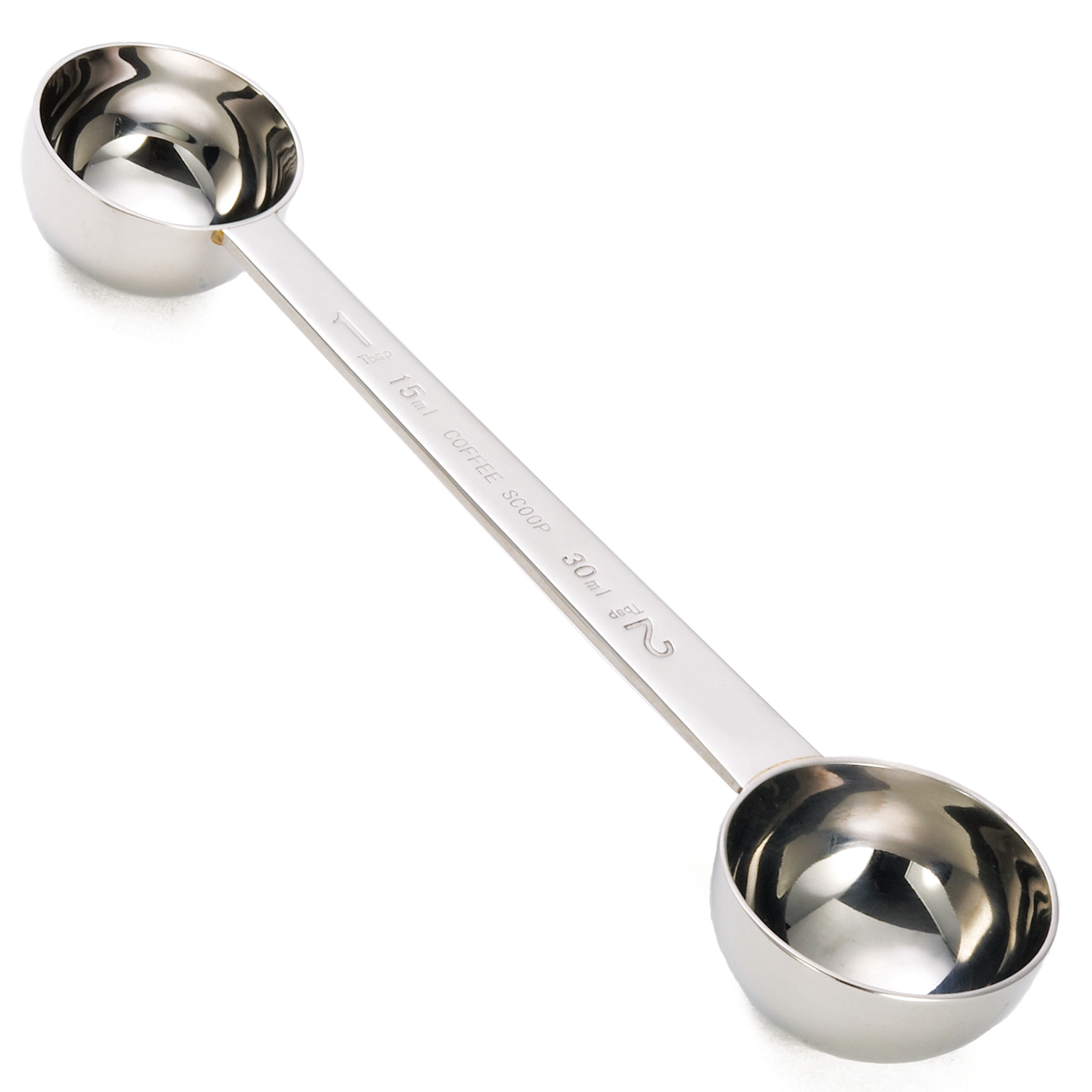 Tablecraft 18/8 Stainless Steel Mirror Finish Double Coffee Scoop, 1 and 2 Tablespoon