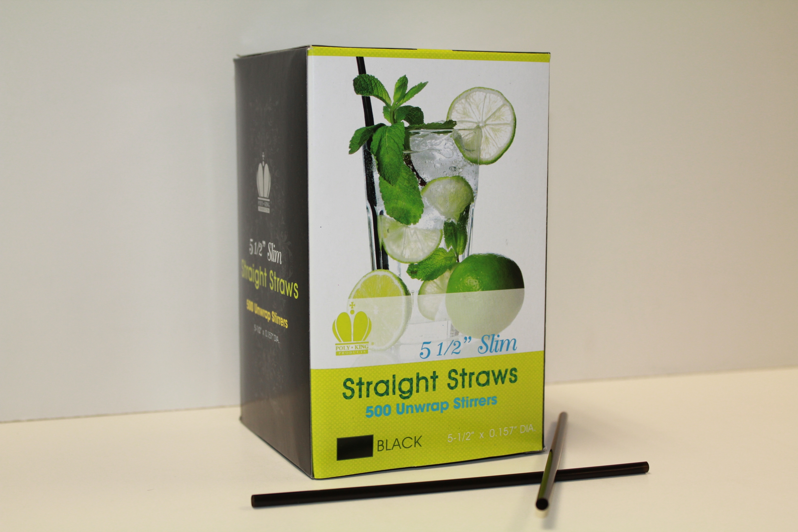 Goldmax Black Unwrapped Slim Stirrer Straight Straw, 5.5 inch -- 5000 per case.