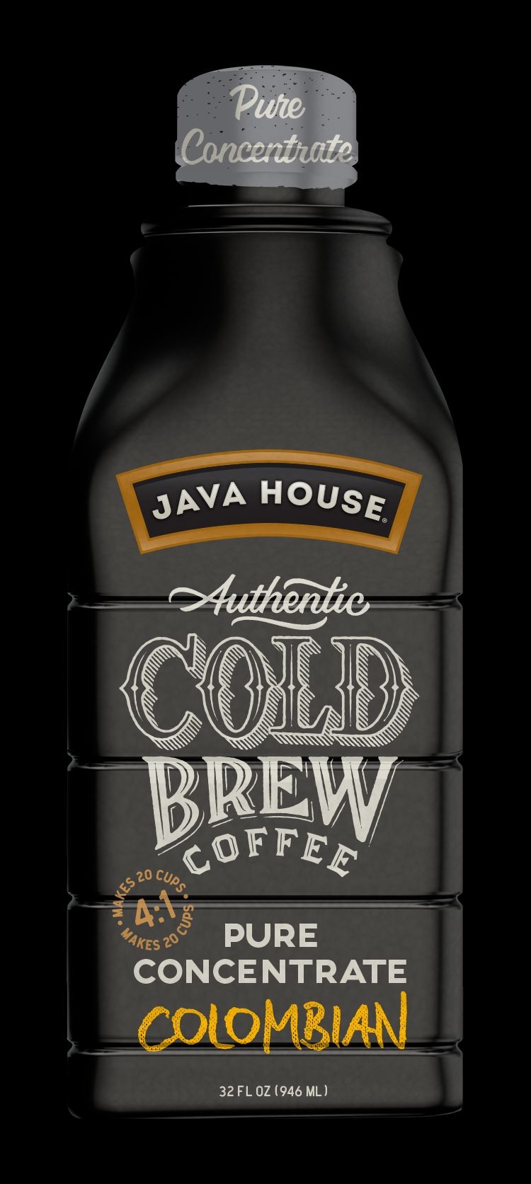 Java House Colombian Authentic Black Cold Brew Coffee, 32 Ounce -- 6 per case.