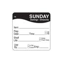 ToughMark Sunday 2 x 2 inch Day of the Week Labels, 500 count per roll -- 576 rolls per case.