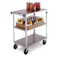 Lakeside Stainless Steel Medium Duty 3 Shelves Banquet Cart, All Shelf Edges Down, 19 3/8 X 35 X 36 7/8 Inch