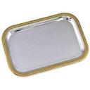 Alegacy Stainless Steel Rectangular Gold Trim Cater Tray, 23 1/4 x 14 inch.