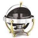 Alegacy Savoir Stainless Steel Round Chafer with Brass Leg, 13 inch.