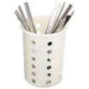 Alegacy Polyethylene White Perforated Flatware Cylinder, 5 5/8 x 4 x 4 inch.