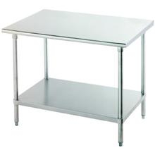 Super Saver Stainless Steel, Flat Top Work Table With Galvanized Legs and Undershelf, 24 x 120 inch.