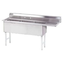 Advance Tabco Stainless Steel 3 Compartment Fabricated Sink, 18 x 18 inch Bowl - with 18 inch One Side Left Drainboard.