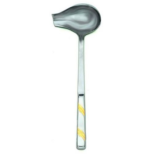 Alegacy Goldcrest Heavy Gauge Stainless Steel Spout Ladle - Gold Trim, 2 Ounce.