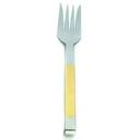 Alegacy Orbit Stainless Steel Cold Meat Fork - Gold Trim Handle, 10 1/2 inch.