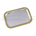 Alegacy Stainless Steel Rectangular Gold Trim Cater Tray, 20 1/2 x 14 inch.