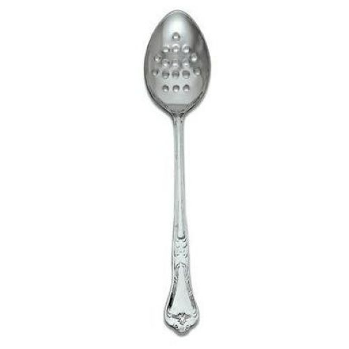 Alegacy Barocco Heavy Gauge Stainless Steel Perforated Serving Spoon, 13 inch.