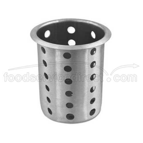 Alegacy Stainless Steel Perforated Flatware Cylinder, 5 1/2 x 4 1/2 x 4 1/2 inch.