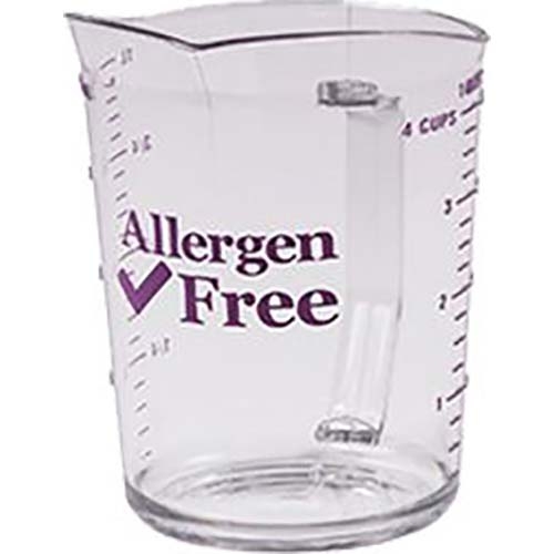 Cambro Camwear Clear Polycarbonate Measuring Cup With Allergen Free Purple Graduation, 4 Quart Capacity
