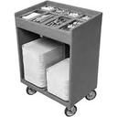 Cambro Granite Green Tray and Silverware Cart with Pan and Vinyl Cover, 32 3/8 x 21 1/4 x 45 1/2 inch.