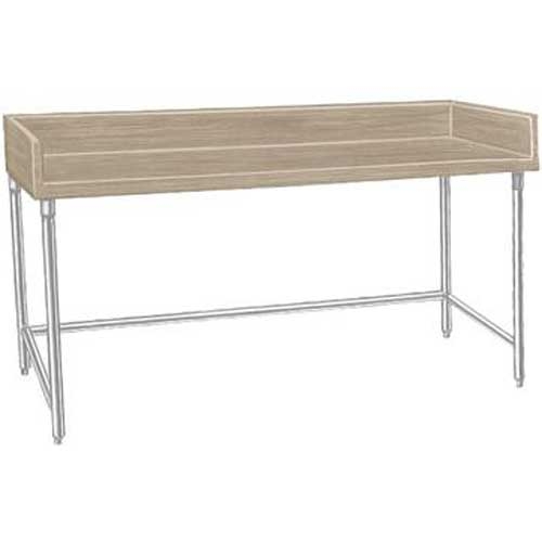 Advance Tabco Wood Top Table With Coved Riser, Open Galvanized Base, 36 X 60 Inch