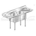 Aero 18 Gauge 304 Stainless Two Compartment NSF Sink, 30 x 99 x 25 inch.