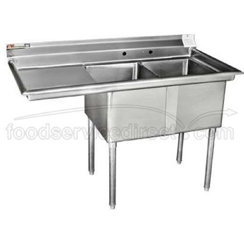 Aero 16 Gauge 430 Stainless Two Compartment NSF Sink, 27 x 53 x 24 inch.