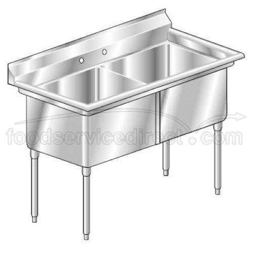 Aero 16 Gauge 430 Stainless Two Compartment NSF Sink, 27.5 x 37 x 24 inch.