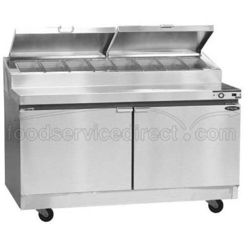 Norlake Standard Two Stainless Steel Door Refrigerated Food Preparation Table, 43 1/2 x 47 3/4 x 35 inch.