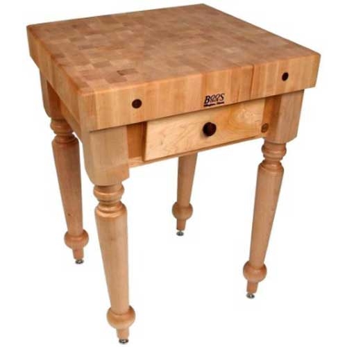 John Boos Maple Cream Finish Barn Red Base Cucina Rustica Table, 30 x 24 x 4 inch.