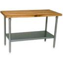 Hns Work Table 36 X 24in. With 1-3/4in. Thick, Hard Rock Maple Top, Style Sc Galvanized Base And Undershelf.