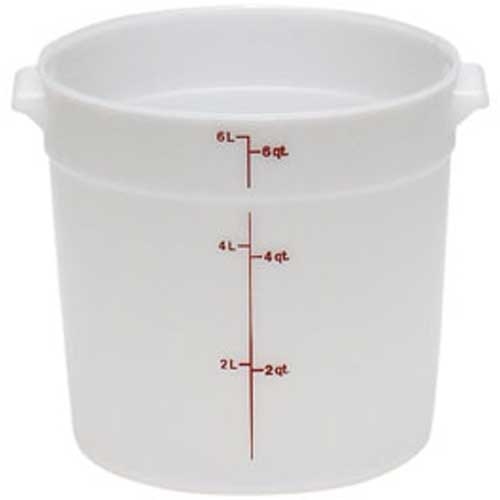 Cambro Camrounds Classic Series Natural White Poly Round Food Storage Container, 6 Quart Capacity -- 12 Per Case