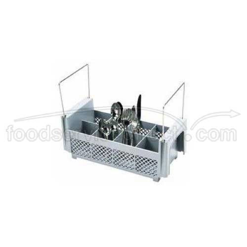 Soft Gray Cambro Camrack Half Size 8 Compartment Flatware Basket with Handle -- 6 per case.