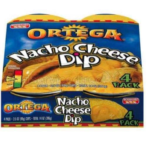 B and G Ortega Medium Nacho Cheese Dip, 4 Ounce -- 72 per case.