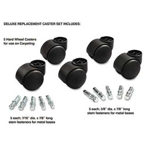 Master Caster Deluxe Futura Casters, 100 lbs./Caster, Nylon,  B and K Stems, Hard, 5/Set