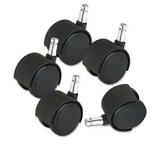 Master Caster Deluxe Duet Casters, 100 lbs./Caster, Nylon, B and K Stems, Hard, 5/Set