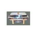 Winco Malibu 18/10 Stainless Steel Oblong Gold Accent Chafer, 8 Quart -- 1 set.
